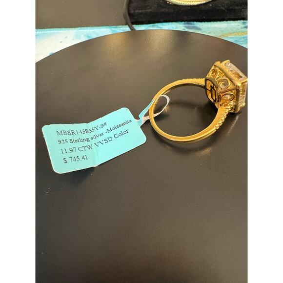 Sz. 8.5 - 11.97CTW Moissanite Gold Over 925 Silver - Picture 4 of 9